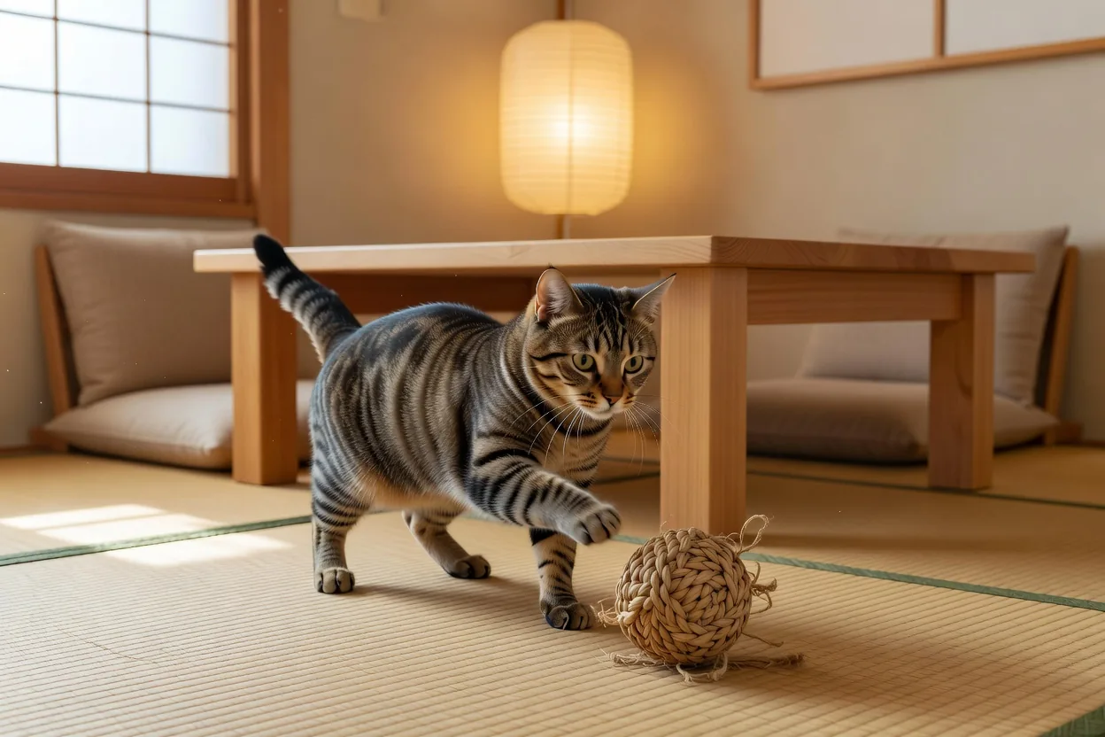 Cat playing with toy