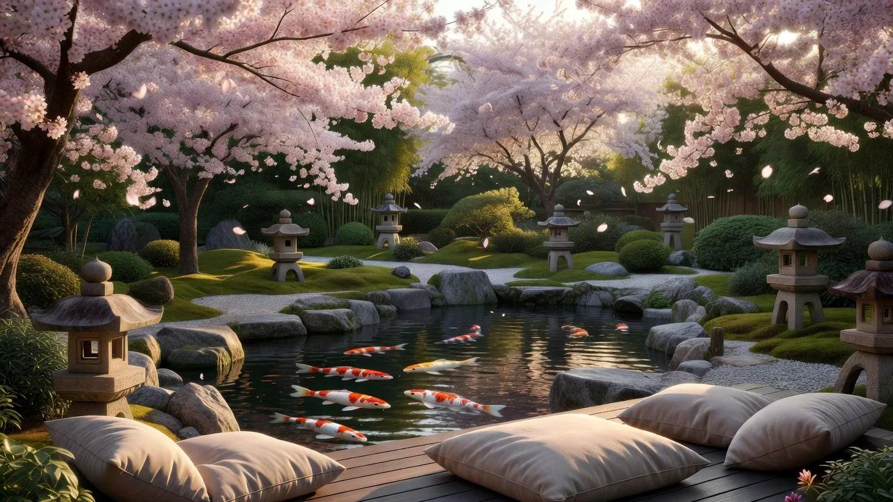 Peaceful Japanese garden